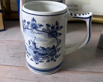 Delft Blue Hand painted Holland Heineken mug new in box-authentic Dutch pottery 16 oz