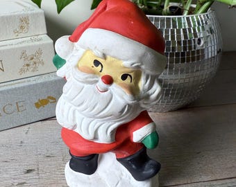 Vintage 1970s Ceramic Santa Claus Figurine Holiday Statue