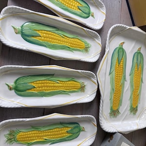 Shafford Original 1985  5-Pc Corn Feast Set Platter + 4 Boats