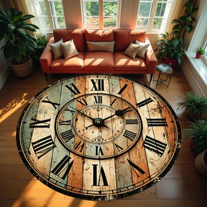 Clock Pattern Rug, Modern Round Rug, Saloon Rug, Non Slip Rug,Washable Rug,Home Gift Rug,Custom Rug, Design Carpet, Style Rug New Gift Rug