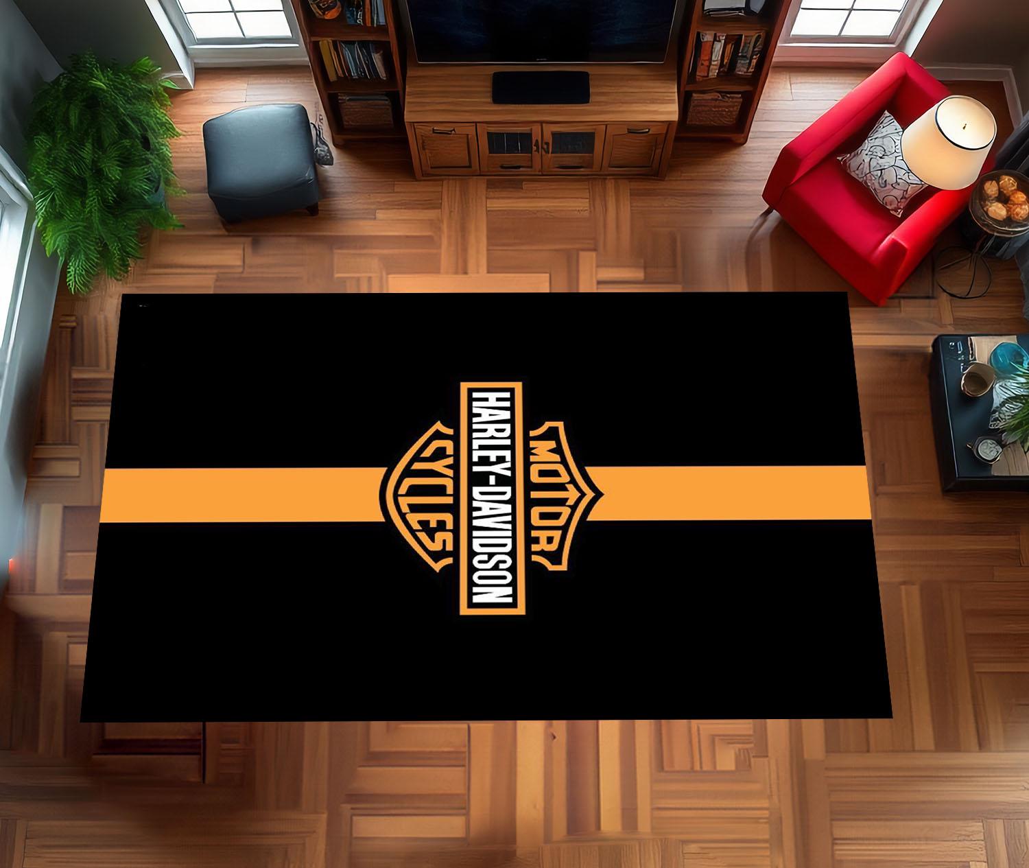 HARLEY DAVIDSON ハーレーダビッドソン　タフテッドラグ　カーペット Harley Davidson Rug, Motorcycle Gang Rug Artwork Rug, Luxury