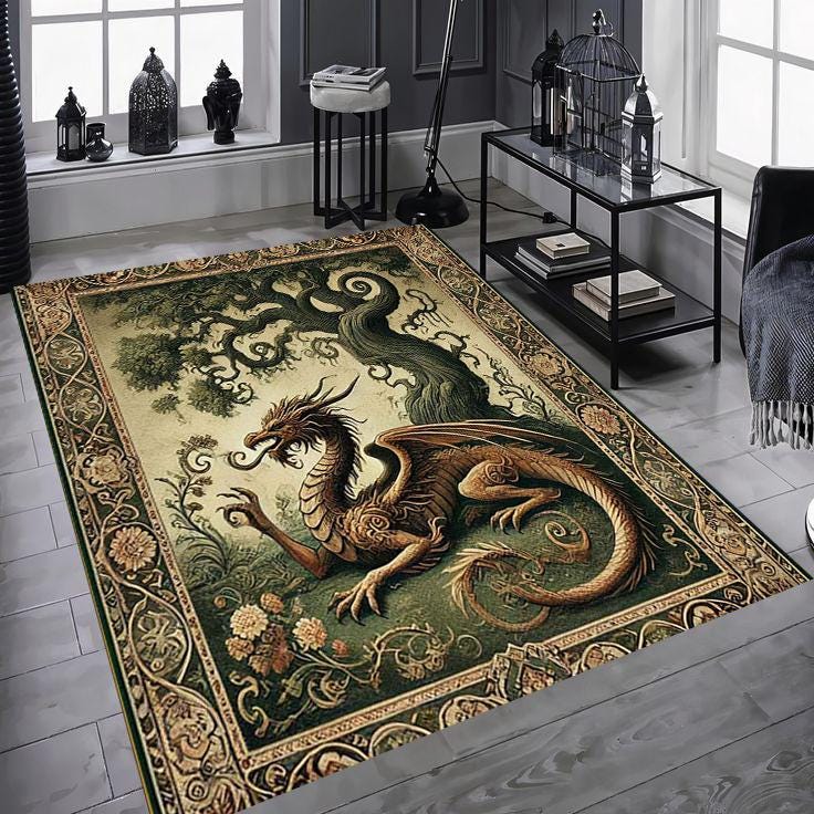 Dragon Rug, Dragon Themed Carpet,far East Rug,luxury Rug,colorful ...