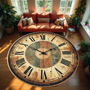 Clock Pattern Rug, Modern Round Rug, Saloon Rug, Non Slip Rug,Washable Rug,Home Gift Rug,Custom Rug, Design Carpet, Style Rug New Gift Rug