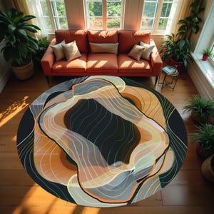 Round Pattern Rug, Colorful Rug, Saloon Rug, Non Slip Rug,Washable Rug,Home Gift Rug,Custom Rug, Design Carpet, Style Rug