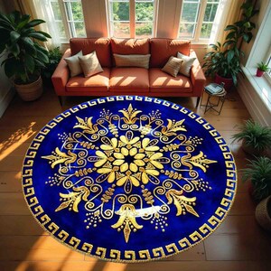Round Pattern Rug, Colorful Rug, Saloon Rug, Non Slip Rug,Washable Rug,Home Gift Rug,Custom Rug, Design Carpet, Style Rug
