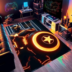 Captain America-tapijt, tapijt met Captain America-patroon, stripfiguurtapijt, vloerkleed slaapkamer, Marvel-tapijt, wasbaar vloerkleed, antisliptapijt