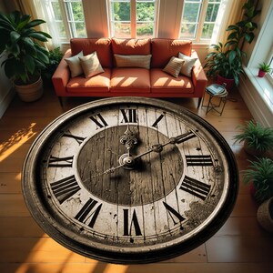 Clock Pattern Rug, Modern Round Rug, Saloon Rug, Non Slip Rug,Washable Rug,Home Gift Rug,Custom Rug, Design Carpet, Style Rug New Gift Rug