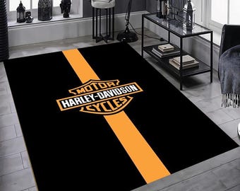 Harley Davidson Rug, Motorcycle Gang Rug  Artwork Rug, Luxury Rug, Saloon Rug, Non Slip Rug, Washable Rug, Home Gift Rug, New Year Gift