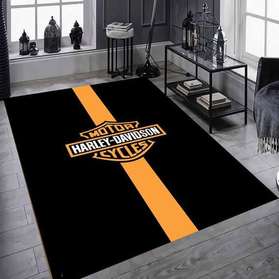 HARLEY DAVIDSON ハーレーダビッドソン　タフテッドラグ　カーペット Harley Davidson Rug, Motorcycle Gang Rug Artwork Rug, Luxury