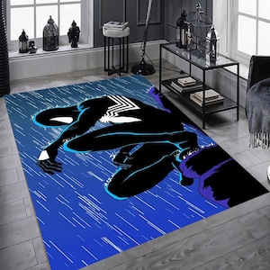 Spiderman, Spider Man Teppich, Teppich mit Cartoon Charakter, Waschbarer Teppich, rutschfester Teppich, Wohnzimmerteppich, Beliebtes Geschenk für Jungen
