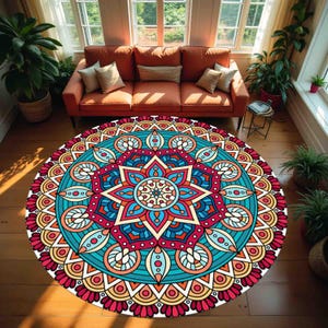 Round Pattern Rug, Colorful Rug, Saloon Rug, Non Slip Rug,Washable Rug,Home Gift Rug,Custom Rug, Design Carpet, Style Rug