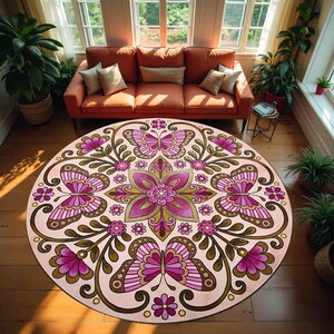 Round Pattern Rug, Colorful Rug, Saloon Rug, Non Slip Rug,Washable Rug,Home Gift Rug,Custom Rug, Design Carpet, Style Rug