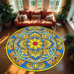 Round Pattern Rug, Colorful Rug, Saloon Rug, Non Slip Rug,Washable Rug,Home Gift Rug,Custom Rug, Design Carpet, Style Rug