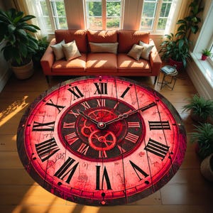 Clock Pattern Rug, Modern Round Rug, Saloon Rug, Non Slip Rug,Washable Rug,Home Gift Rug,Custom Rug, Design Carpet, Style Rug New Gift Rug