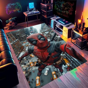 Deadpool Pattern Rug, Fantastic Rug, Cartoon character rug, Bedroom Rug, Marvel Rug, Washable Rug, Non Slip Rug, Special Edition Rug