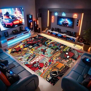 Marvel Cartoon Rug, Marvel Rug Fantastic Rug, Cartoon character rug, Gaming Room, Marvel Rug, Washable Rug, Non Slip Rug,Special Edition Rug