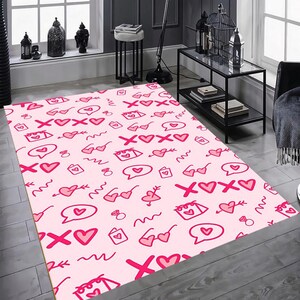 Love Rug, Valentine&#39;s Day Rug, Valentine&#39;s Day Gift, Love Gift Rug, Valentine&#39;s Day Gift Rug Non Slip Rug, Washable Rug, New Year Gift Rug