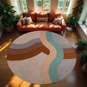 Round Pattern Rug, Colorful Rug, Saloon Rug, Non Slip Rug,Washable Rug,Home Gift Rug,Custom Rug, Design Carpet, Style Rug