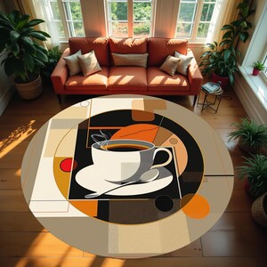Coffee Pattern Rug, Round Rug, Saloon Rug, Non Slip Rug,Washable Rug,Home Gift Rug,Custom Rug, Design Carpet, Style Rug New Year Gift