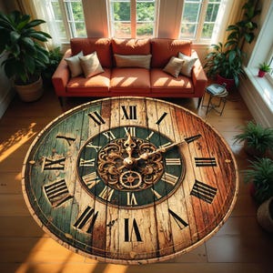 Clock Pattern Rug, Modern Round Rug, Saloon Rug, Non Slip Rug,Washable Rug,Home Gift Rug,Custom Rug, Design Carpet, Style Rug New Gift Rug