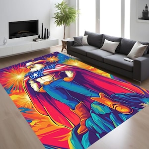 Usa Symbol Eagle Rug, Cool Bird Rug, Abd Pattern Rug,Luxury Rug,Colorful Design Rug,Saloon Rug, Non Slip Rug,Washable Rug,Home Gift Rug