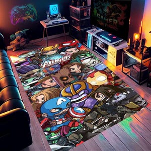 Avengers-tapijt, Spider-Man-tapijt, Marvel-tapijt, slaapkamertapijt, wasbaar tapijt, antisliptapijt, salontapijt, vloerkleed gameruimte, stripfiguurtapijt
