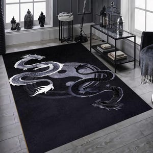 Alfombra con patrón Yin Yang, Alfombra con diseño de Yin Yang Desing Rug, Alfombra de lujo, Alfombra de salón, Alfombra antideslizante, Alfombra lavable, Alfombra de regalo para el hogar, Regalo de Año Nuevo