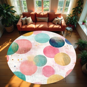 Round Pattern Rug, Colorful Rug, Saloon Rug, Non Slip Rug,Washable Rug,Home Gift Rug,Custom Rug, Design Carpet, Style Rug