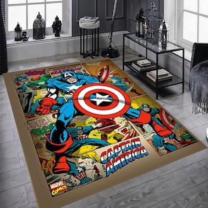 Tappeto Capitan America, Tappeto copertina fumetti, Tappeto leggenda, Tappeto Avengers, Tappeto fumetti, Tappeto cool, Tappeto cartone animato, Tappeto camera ragazzi, Tappeto camera, Tappeto retrò