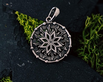Alatyr Slavic Amulet Pendant, Silver 925 Star of Svarga Necklace, Ancient Sun Symbol Jewelry, Pagan Wiccan Protection Talisman, Ethnic Gift