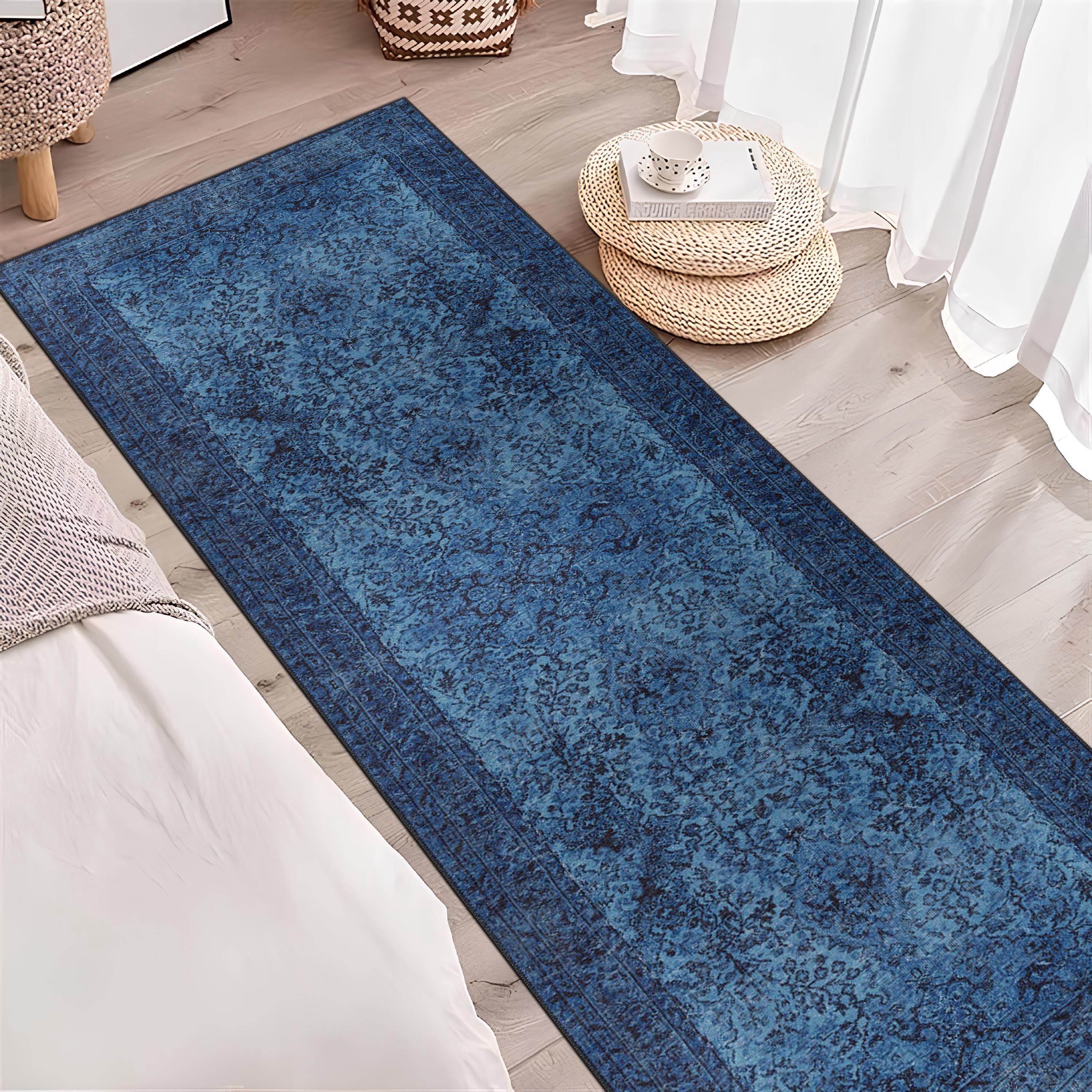 Blue Entry Rugs Turkish Blue Rug Runner, Perfect for Entry Way, Hallway, Bedroom ...