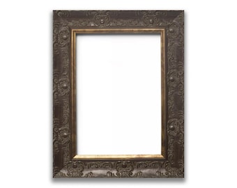 Venice Ornate Picture Frame: Shabby Chic Antique Style, Walnut with Gold Edges