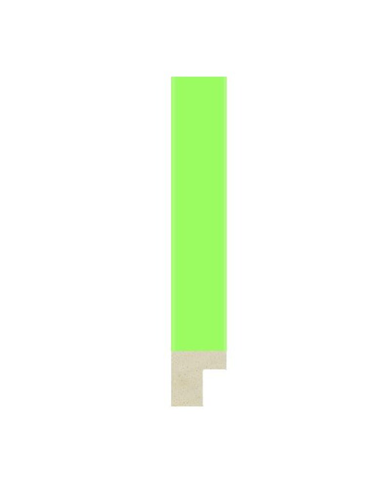 May include: A vertical rectangular frame molding segment featuring a vibrant lime green finish on the primary flat surface, transitioning to a textured, light beige or off-white neutral tone at the bottom edge, showcasing a distinct stepped profile.