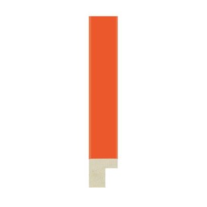 May include: A vertical rectangular frame molding segment featuring a vibrant orange finish on the front face and a light beige, unfinished wood texture visible on the side profile, showcasing a clean, sharp edge and a flat, smooth surface design.