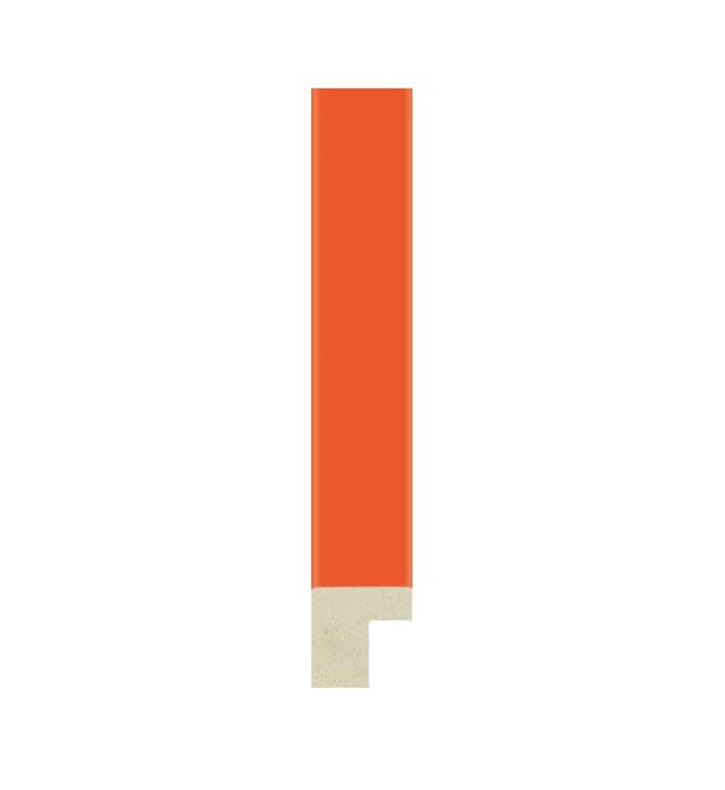 May include: A vertical rectangular frame molding segment featuring a vibrant orange finish on the front face and a light beige, unfinished wood texture visible on the side profile, showcasing a clean, sharp edge and a flat, smooth surface design.