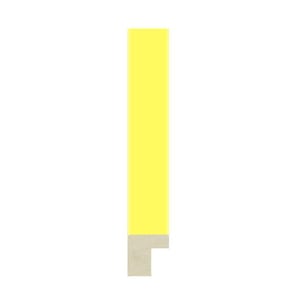 May include: A vertical rectangular frame sample featuring a bright yellow finish on the main body and a light beige, unfinished wood texture at the bottom section. The frame has a clean, flat profile with a distinct L-shaped cutout at the base.