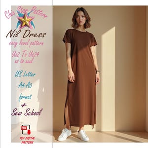 dress sewing pattern,DIY casual knit dress,Boat Neck long summer dress pattern,easy dress pattern,Evening Dress,Prom dress,Easy Pattern