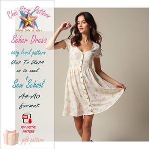 dress pattern,dress PDF sewing pattern | xs-xxxl sizes | button front summer dress digital sewing pattern | DIY dressmaking,T-shirt dress