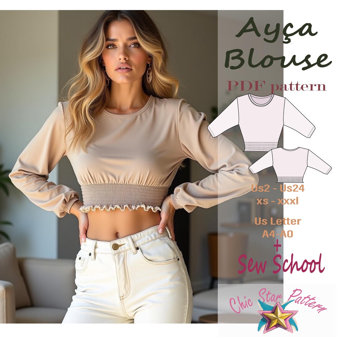 Women Boho Relaxed Fit Shirt Sewing Pattern, Boho Linen Blouse, Boho ...