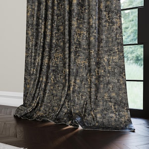 Luxury Gold Foil Curtain, Dramatic and Elegant Window Treatment, Living Room, Dining Room Curtain