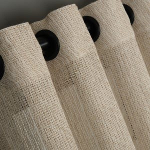 Organischer Leinen durchsichtiger Vorhang, Ösen- und Stangentaschenvorhang, Wohnzimmervorhang, Schlafzimmervorhang