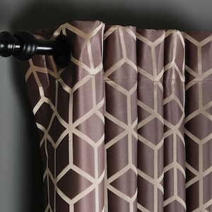 Rideau jacquard géométrique - Tissu décoratif moderne, options avec oeillets / passe-tringle / crochets et anneaux