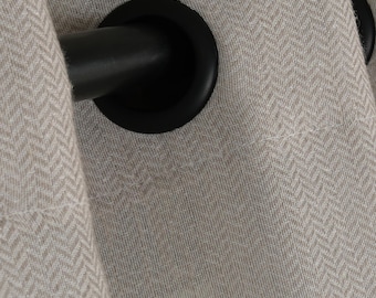 Linen Sheer Herringbone Curtain Light Filtering Neutral Drapery