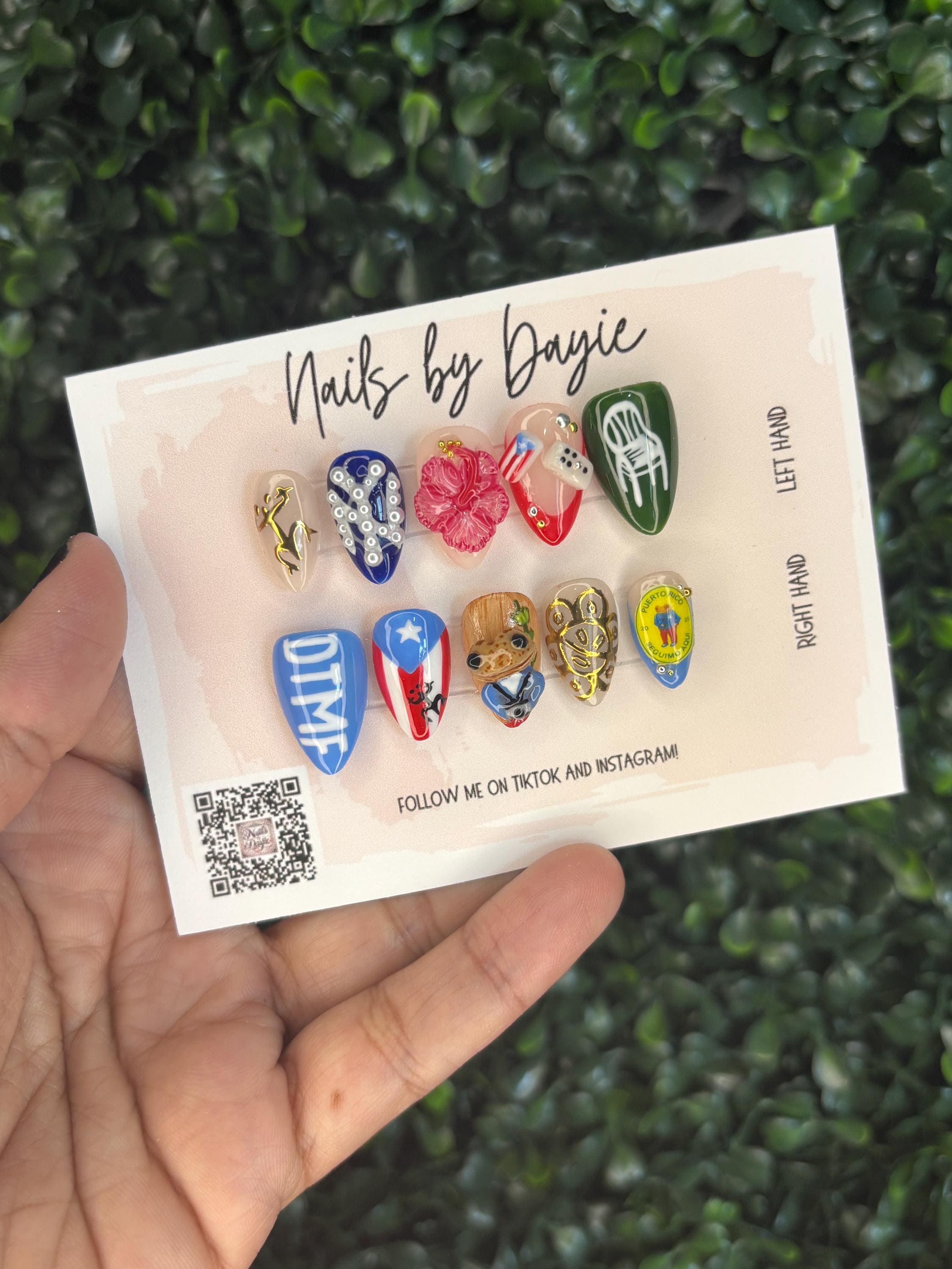 Custom Press On Nails: Puerto Rican Parade, Concert, Bad Bunny | NAILS BY DAYIE