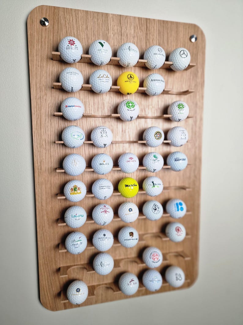 Oak Golf Ball Display Rack | Man Cave Organizer, Trophy Stand, Top ...