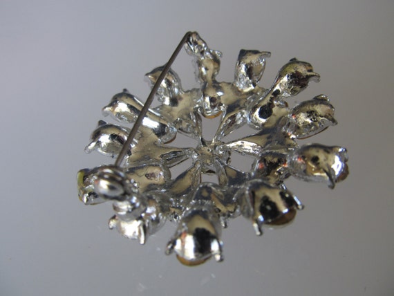 Vintage Brilliant Rhinestone Starburst Domed Broo… - image 5