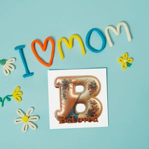 Pegatinas troqueladas ilustradas de BeLoved, pegatinas decorativas para portátil, pegatinas con letras personalizables, regalo para seres queridos, decoración estilo bohemio