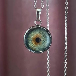 Custom Hand-painted Iris Necklace – Personalized Eye Jewelry – Pet Memorial Pendant – Minimalist Gift for Her – Eye Art Keepsake