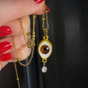Custom Iris Necklace - Personalized Epoxy Eye Pendant - Hand-painted Jewelry - Unique Gift for Her/Him - Reailistic Eye Charm Necklace