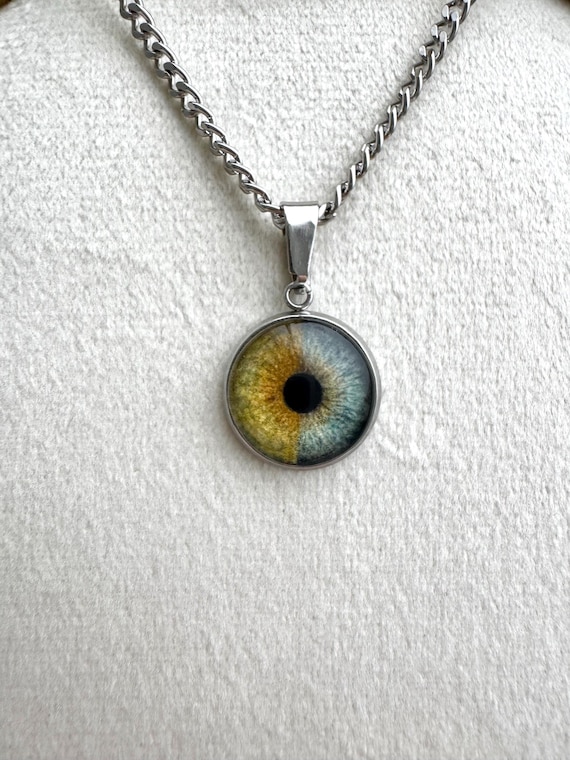 Half & Half Iris Necklace – Custom Hand-painted Eye Pendant for